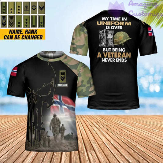 Personalized Norway Soldier/ Veteran Camo With Name And Rank T-shirt 3D Printed - 0202240001
