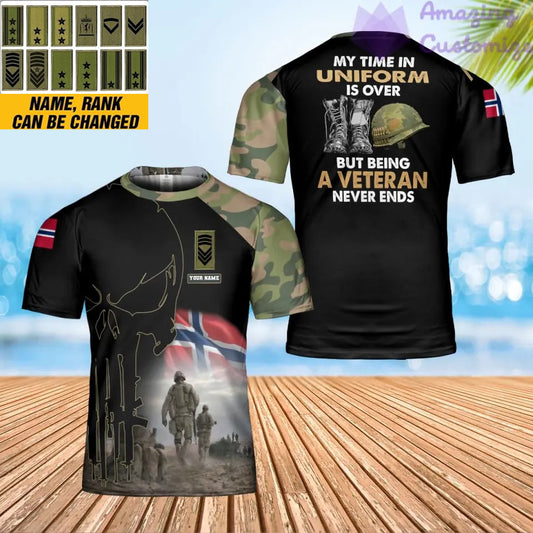 Personalized Norway Soldier/ Veteran Camo With Name And Rank T-shirt 3D Printed - 17068320