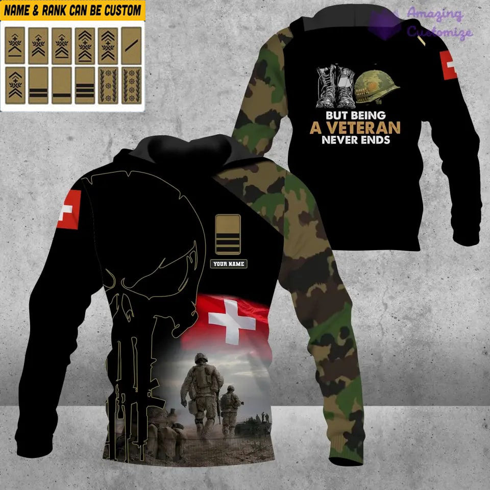 Personalized Swiss Soldier/ Veteran Camo With Name And Rank Hoodie - 1407230001