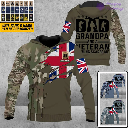 Personalized UK Soldier/ Veteran Camo With Name And Rank Hoodie 3D Printed - 2207230001