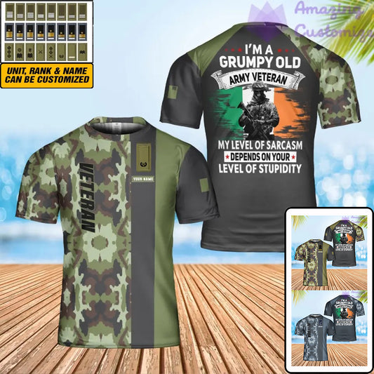 Personalized Ireland Soldier/ Veteran Camo With Name And Rank T-Shirt 3D Printed - 1707004802