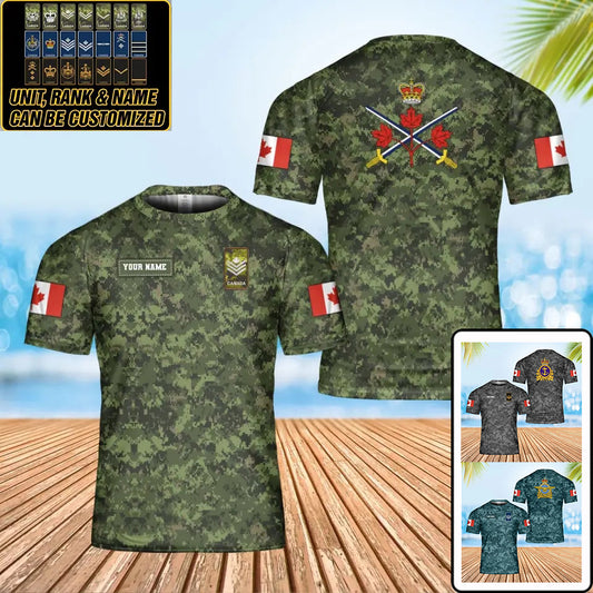Personalized Canada Soldier/ Veteran Camo With Name And Rank T-Shirt 3D Printed - 0202240004