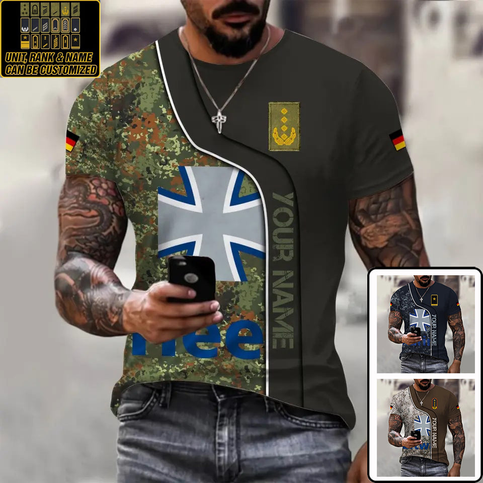 Personalized Germany Soldier/ Veteran Camo With Name And Rank T-shirt 3D Printed - 1699315203