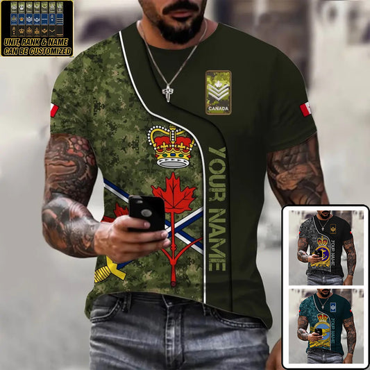 Personalized Canada Soldier/ Veteran Camo With Name And Rank T-shirt 3D Printed - 1011230004