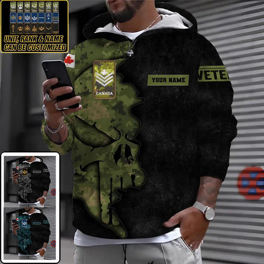 Personalized Canada Soldier/ Veteran Camo With Name And Rank Hoodie 3D Printed - 1011230002