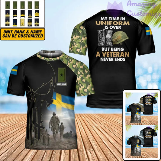 Personalized Sweden Soldier/ Veteran Camo With Name And Rank T-Shirt 3D Printed - 0302240003