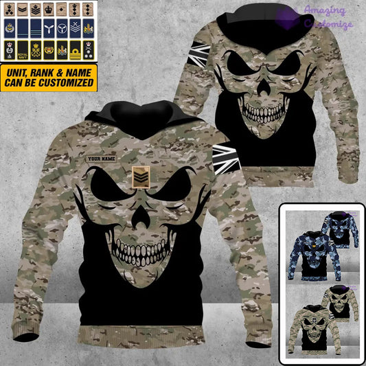 Personalized UK Solider/ Veteran Camo With Name And Rank Hoodie 3D Printed - 1606230004