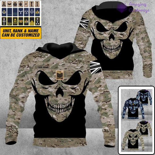 Personalized UK Solider/ Veteran Camo With Name And Rank Hoodie 3D Printed - 1686873603