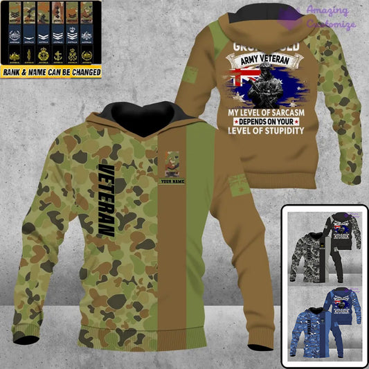Personalized Australian Soldier/ Veteran Camo With Name And Rank Hoodie - 1207230002
