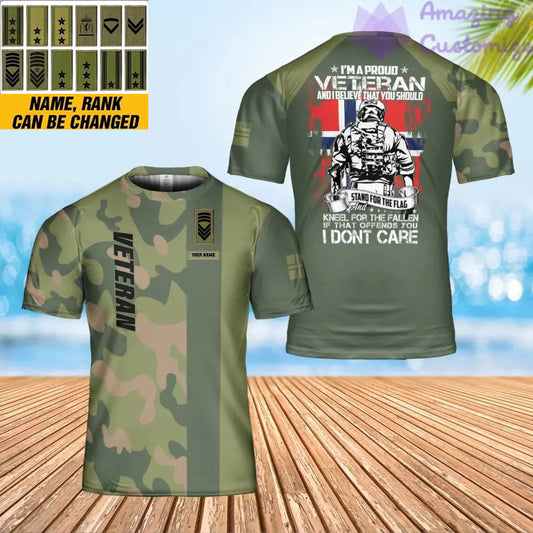 Personalized Norway Soldier/ Veteran Camo With Name And Rank T-shirt 3D Printed - 0102240001