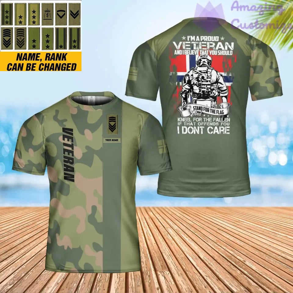 Personalized Norway Soldier/ Veteran Camo With Name And Rank T-shirt 3D Printed - 17067456