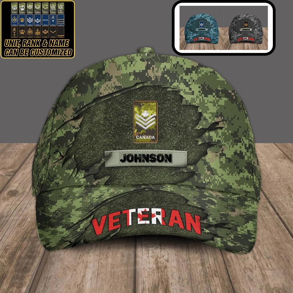 Personalized Rank And Name Canadian Soldier/Veterans Camo Baseball Cap - 1412220001