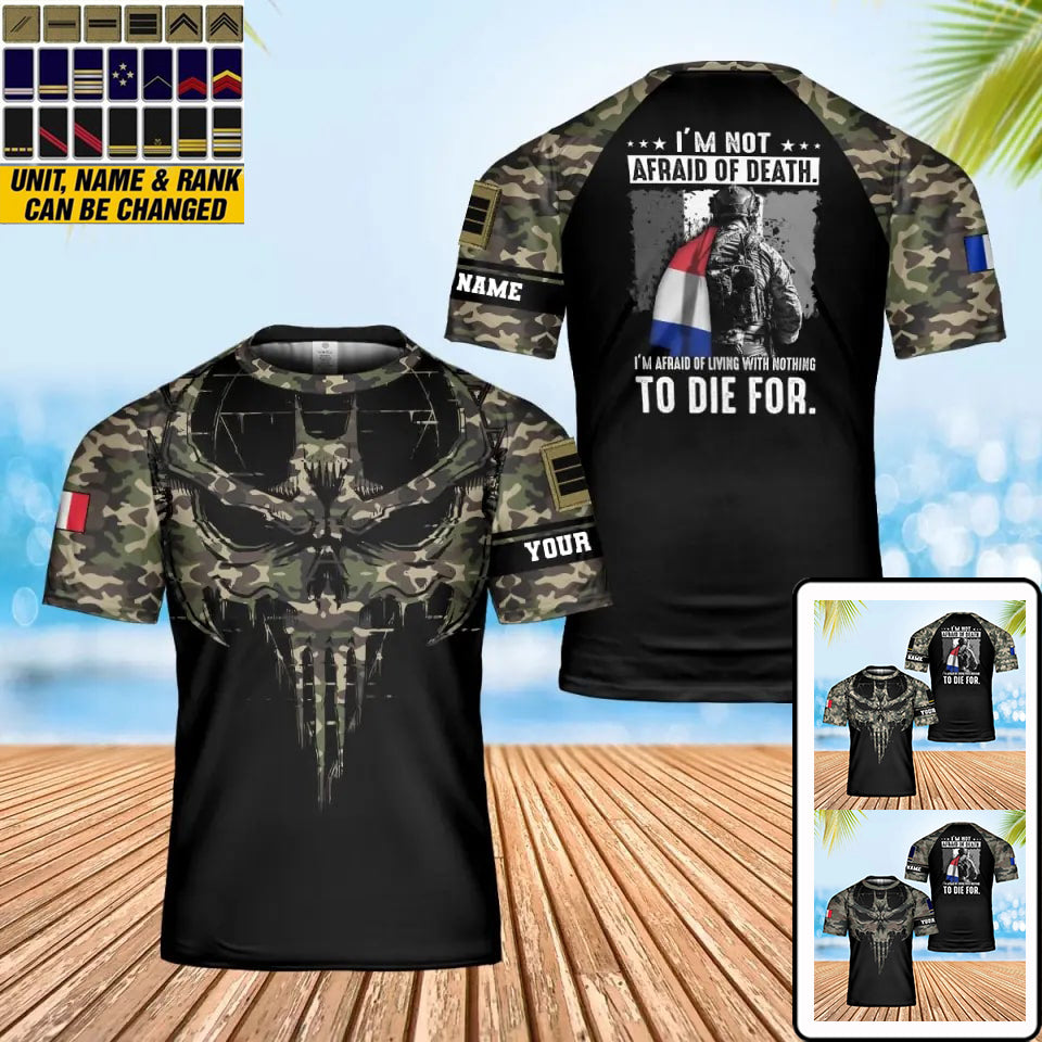 Personalized France Soldier/ Veteran Camo With Name And Rank T-Shirt 3D Printed - 0102240003