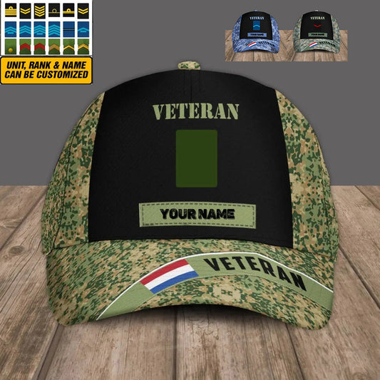 Personalized Rank And Name Netherlands Soldier/Veterans Camo Baseball Cap - 16854912 -D04