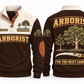 Arborist ARB03 sports sweatshirt brown, front and back with flat printed artwork