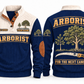 Arborist ARB03 sports sweatshirt navy, front and back with flat printed artwork