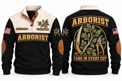 Arborist ARB04 sports sweatshirt black, front and back with flat printed artwork
