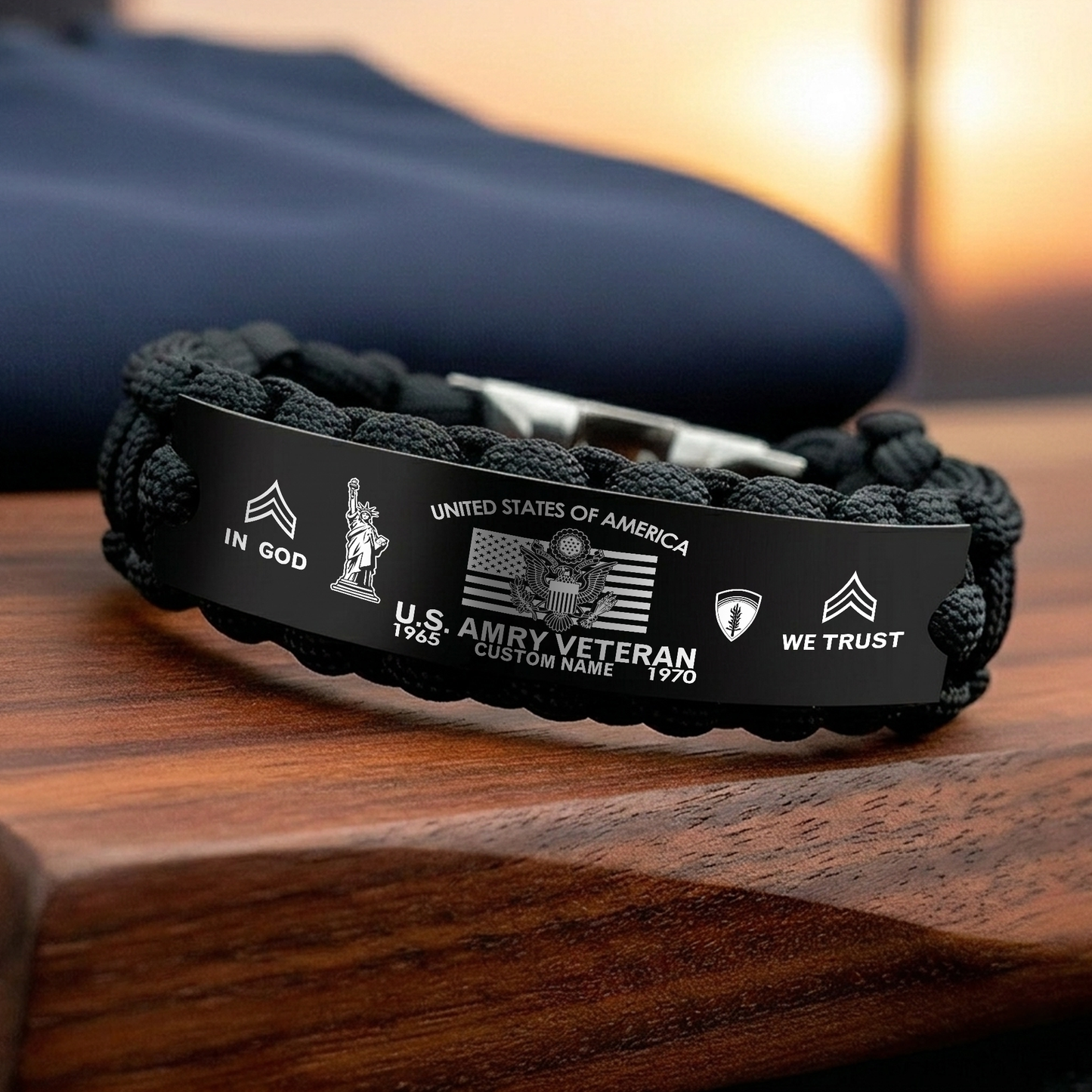 Army Division - Personalized US Soldier/ Veteran Engraved Military Paracord Bracelet With Rank, Name and Year -  17756064