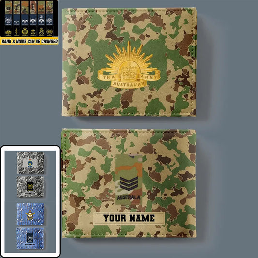 Personalized Australian Soldier/ Veteran Camo With Name And Rank Wallet 3D Printed - 17061408