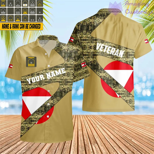 Personalized Austrian Soldier/ Veteran Camo With Name And Rank Hawaii Shirt 3D Printed - 2601240001