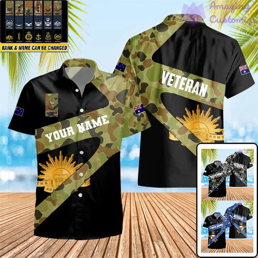 Personalized Australian Soldier/ Veteran Camo With Name And Rank Hawaii shirt 3D Printed  - 17065728