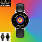 Personalized Belgium Soldier/ Veteran With Name And Rank Black Stitched Leather Watch - 17098560 - Gold Version