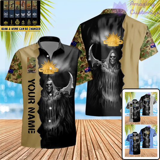 Personalized Australian Soldier/ Veteran Camo With Name And Rank Hawaii Shirt 3D Printed  - 17062272