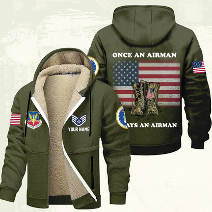 Air Force Command - Personalized US Soldier/ Veteran With Name And Rank Hoodie Zip Velvet Coat - 17362944