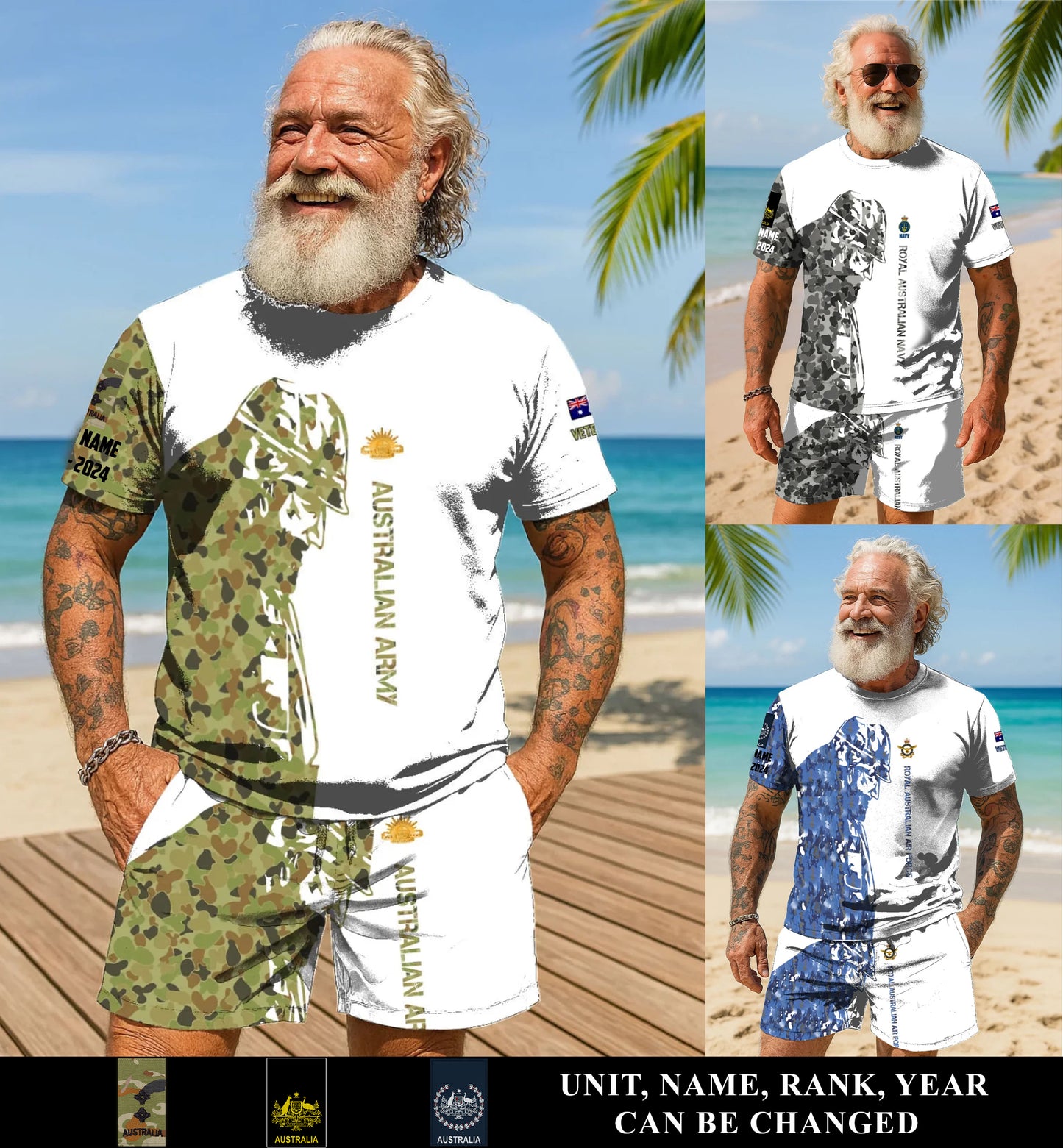 Personalized Australia Soldier/ Veteran Camo With Name, Year And Rank Combo T-Shirt + Short 3D Printed - 17262720