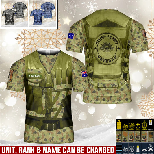 Personalized Australia Soldier/Veteran Camo with Name and Rank Hoodie Sweater All Over Printed - 17625600