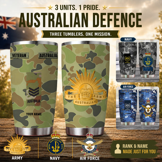 Personalized Australian Veteran/ Soldier With Rank And Name Camo Tumbler All Over 1824249412