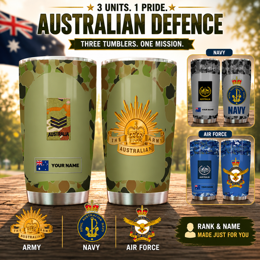 Personalized Australian Veteran/ Soldier With Rank And Name Camo Tumbler All Over Printed 182424941