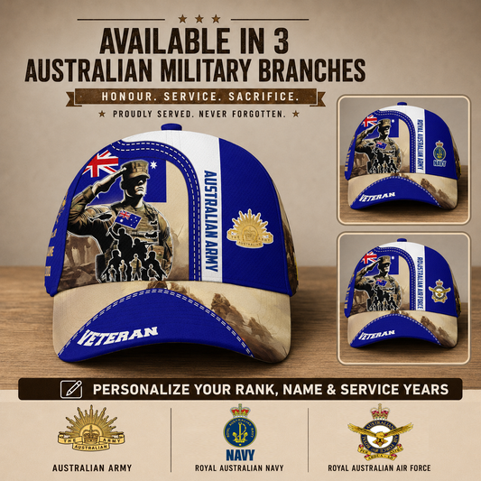 Personalized Rank, Year And Name Australia Soldier/Veterans Baseball Cap - 17212608