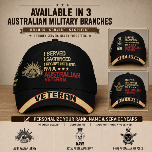 Personalized Rank, Year And Name Australia Soldier/Veterans Camo Baseball Cap - 1824269412