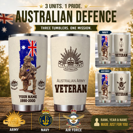 Personalized Australia Veteran/ Soldier With Rank, Year And Name Tumbler - 17179776