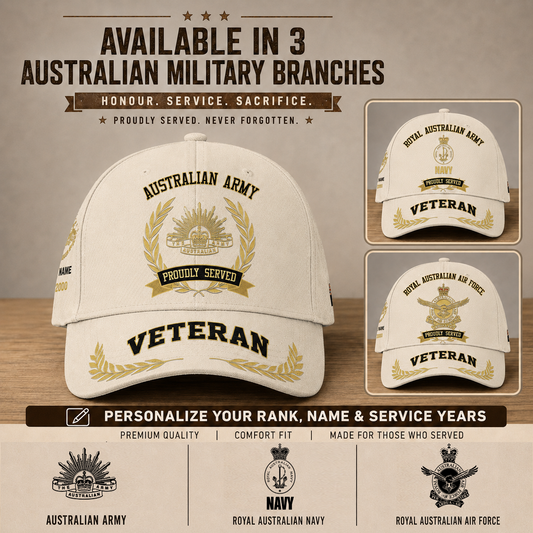 Personalized Rank, Year And Name Australia Soldier/Veterans Baseball Cap - 17536608