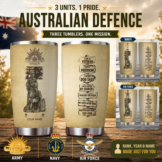 Personalized Australia Veteran/ Soldier With Rank, Year And Name Tumbler - 17181504