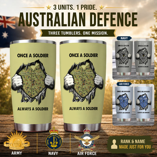 Personalized Australia Veteran/ Soldier With Rank, Name Tumbler - 17220384