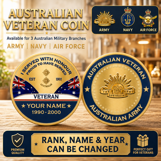 Personalized Australia Veteran/ Soldier With Rank, Name And Year Challenge Coin - 17731008