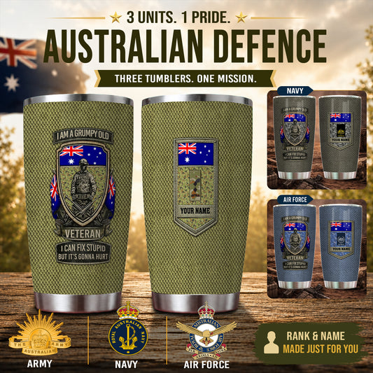 Personalized Australia Veteran/ Soldier With Name & Rank Camo Tumbler - 17727552