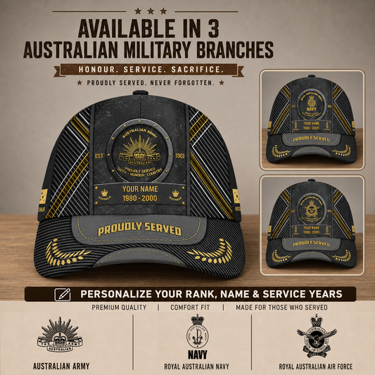 Personalized Rank, Year And Name Australia Soldier/Veterans Baseball Cap - 17429472