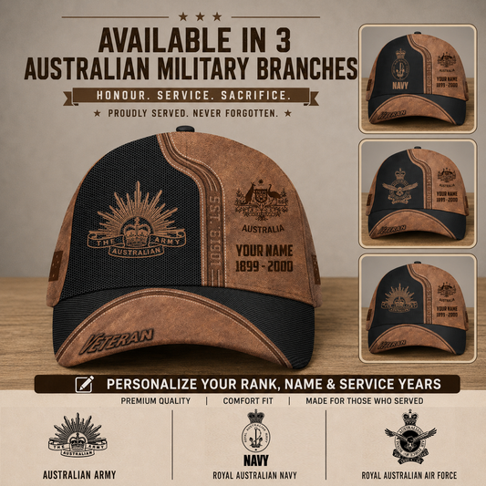 Personalized Rank, Year And Name Australia Soldier/Veterans Baseball Cap - 17376768