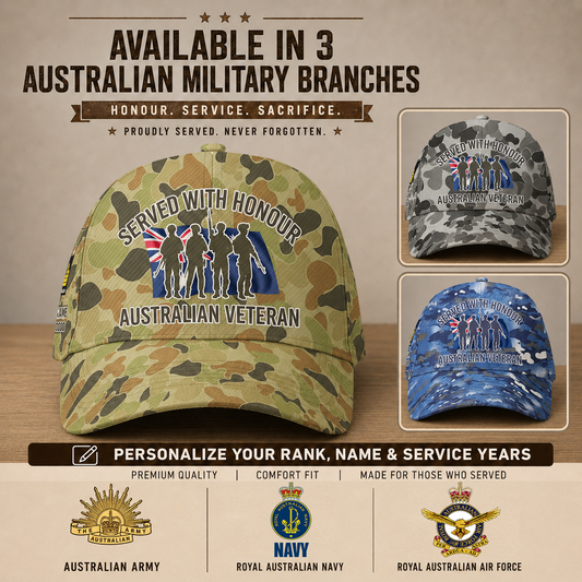 Personalized Rank, Year And Name Australia Soldier/Veterans Baseball Cap - 17676576