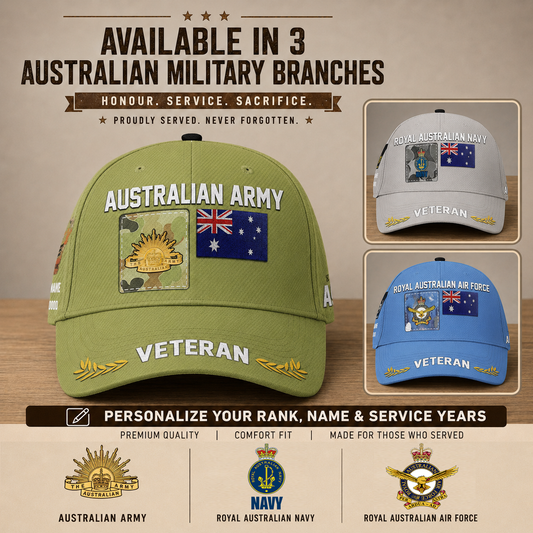Personalized Rank, Year And Name Australia Soldier/Veterans Baseball Cap - 17236800