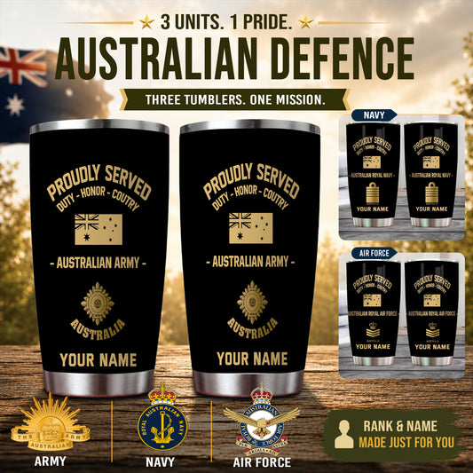 Personalized Australian Veteran/ Soldier With Rank And Name Camo Tumbler All Over Printed - 1706918405