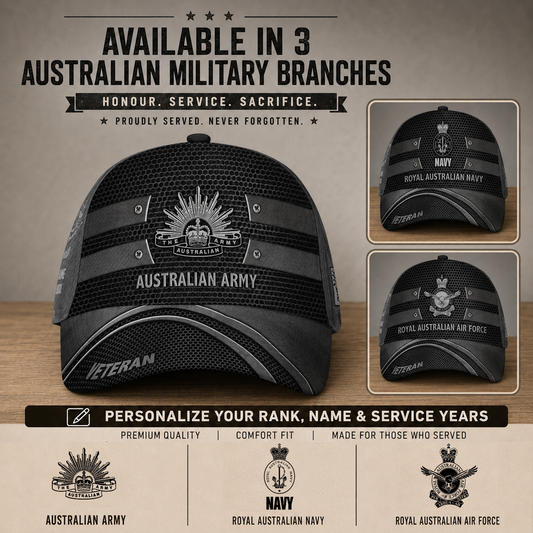 Personalized Rank, Year And Name Australia Soldier/Veterans Baseball Cap - 17386272