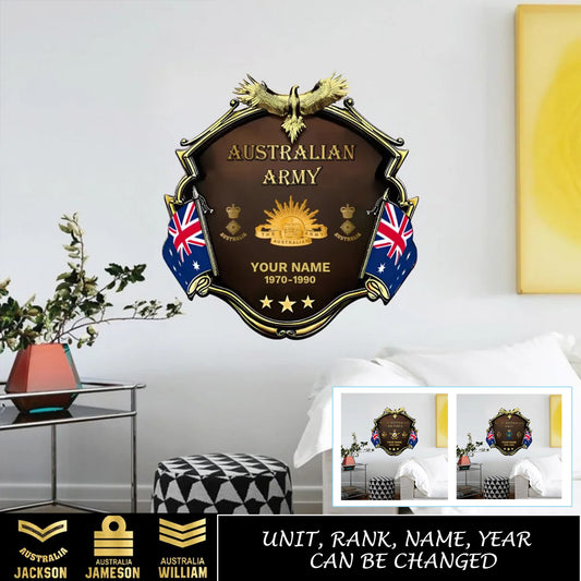 Personalized Rank Name And Year Australia Soldier/Veterans Camo Cut Metal Sign - Gold Rank - 17278272