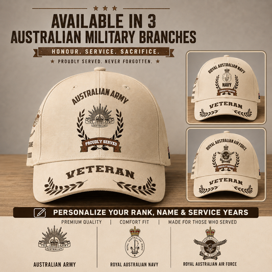 Personalized Rank, Year And Name Australia Soldier/Veterans Baseball Cap - 1721260803