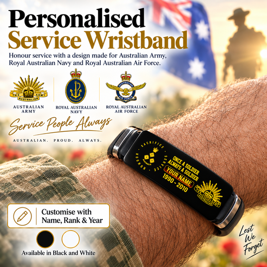 Personalized Australia Soldier/ Veteran With Rank, Name And Year Bracelet - 17452800