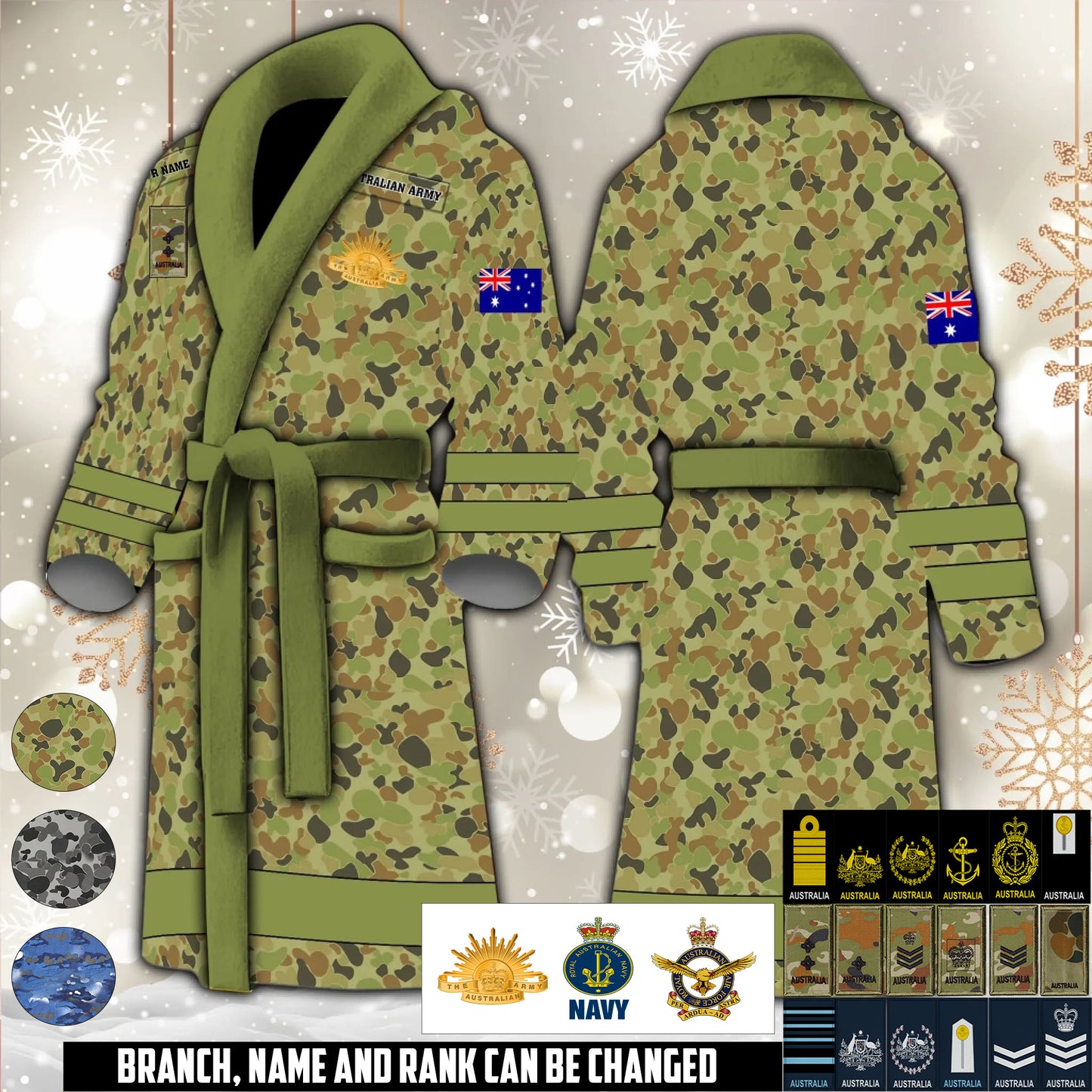 Personalized Rank And Name Australia Soldier/Veterans Bathrobe - 1764720001